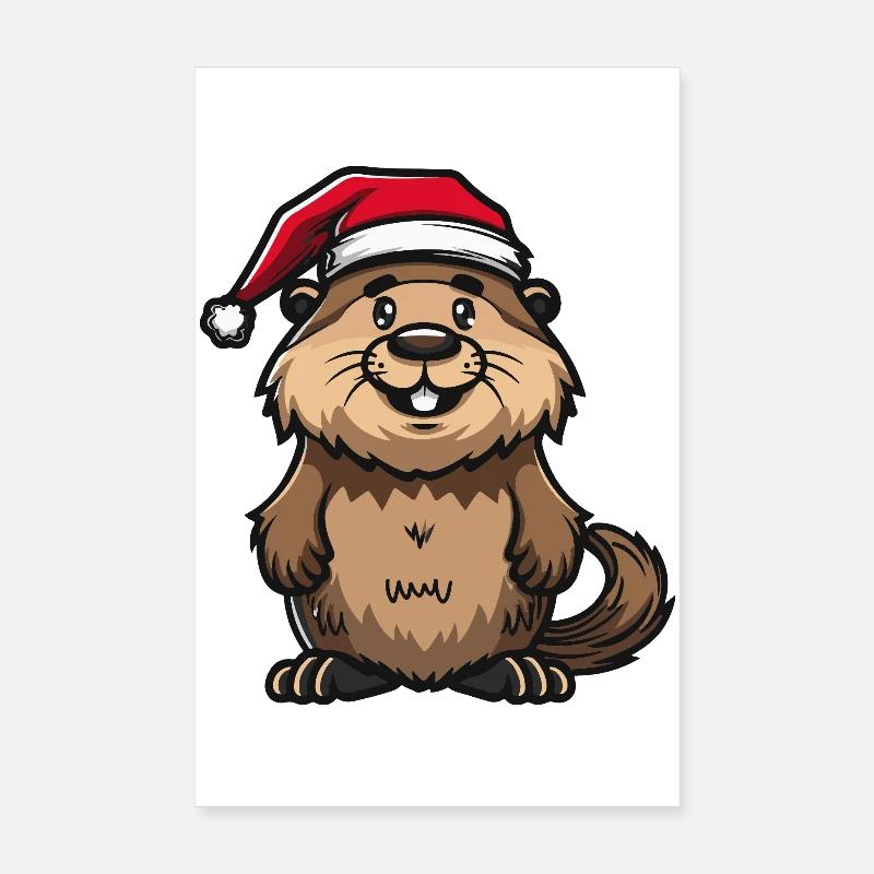 Noël du castor Poster 20 x 30 cm