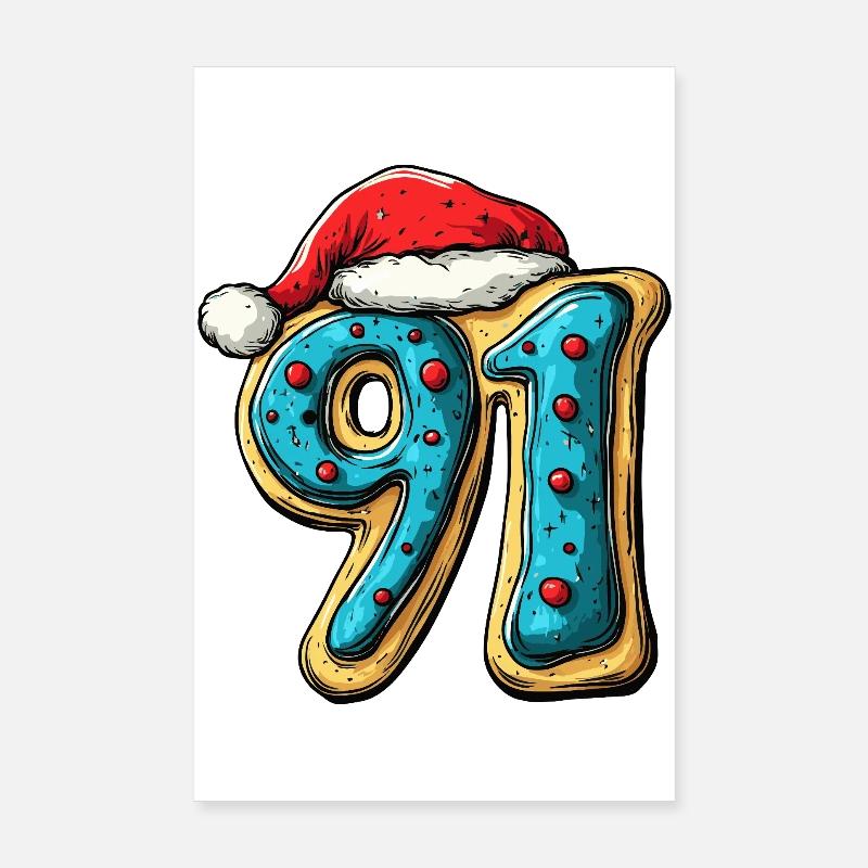 91 Numéro Cookie Noël Poster 20 x 30 cm