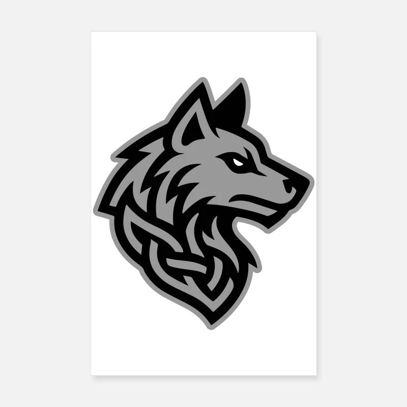 Wolf Kopf Wikinger Poster 20x30 cm