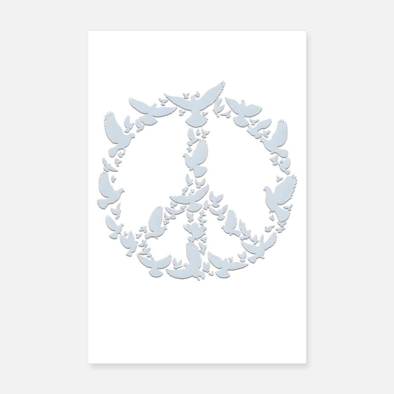 Colombes de la Paix dans le design du symbole de la Paix Poster 20 x 30 cm
