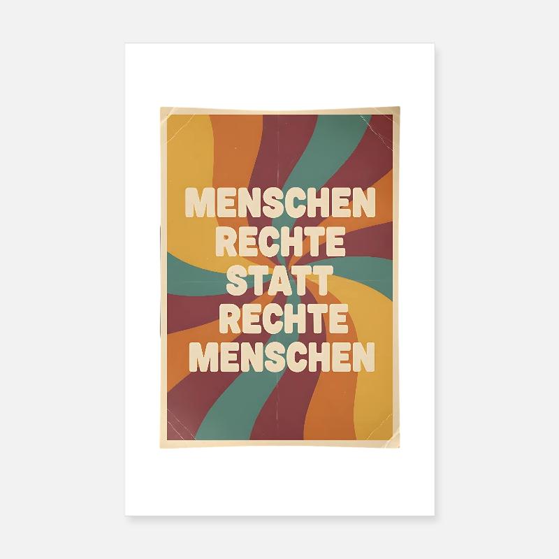 Menschenrechte statt rechte Menschen Retro - Poster 20x30 cm - Weiß