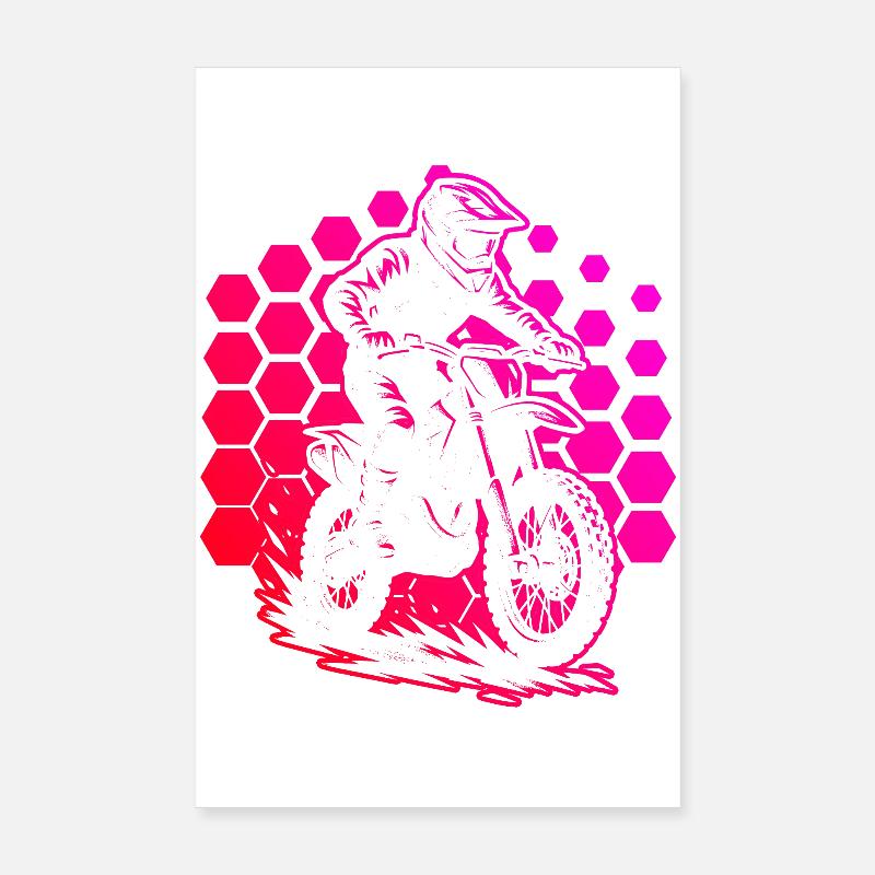 Moto de course en motif hexagonal Poster 20 x 30 cm