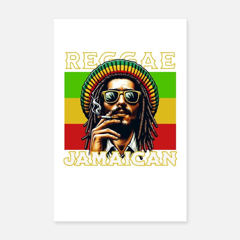 Reggae style Rasta jamaïcain avec figues à dreadlocks cool Poster 20 x 30 cm