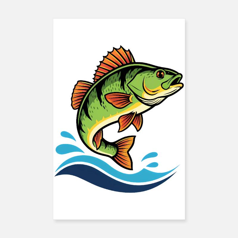 Pêche colorée à la perche Poster 20 x 30 cm