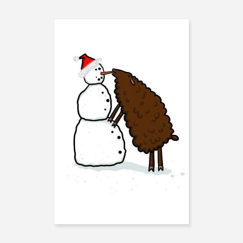 Snowman & Sheep Poster 8" x 12" (20x30 cm)