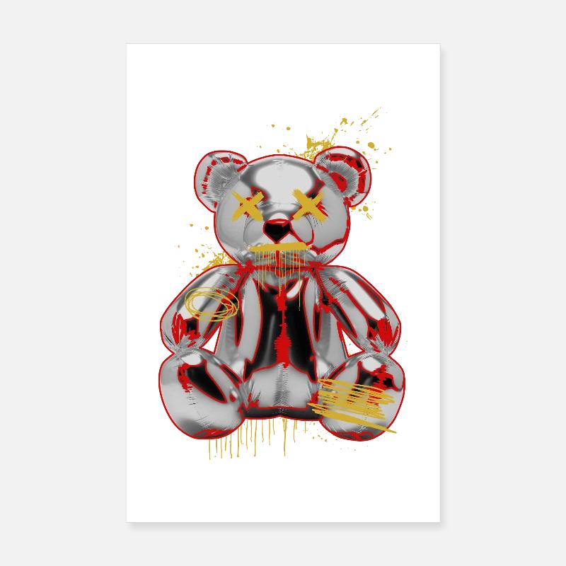 Graffiti Teddy Punk Art Design Poster 20x30 cm
