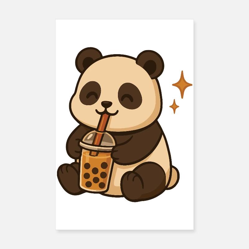 Panda avec bubble tea kawaii panda Poster 20 x 30 cm