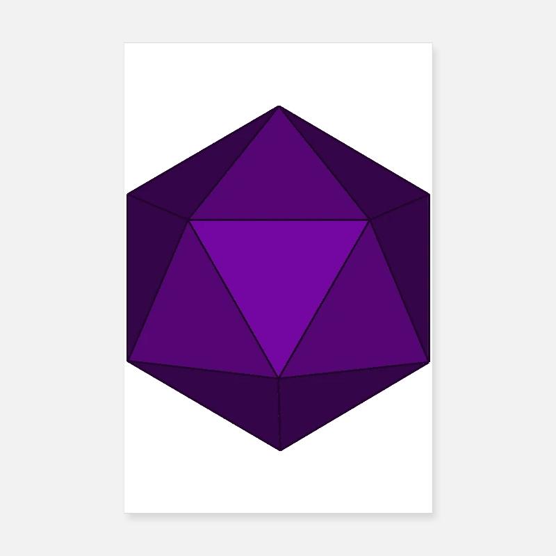 Dés polyédriques violets D20 Poster 20 x 30 cm