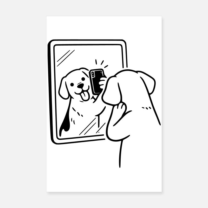 selfie dog hund Poster 20x30 cm