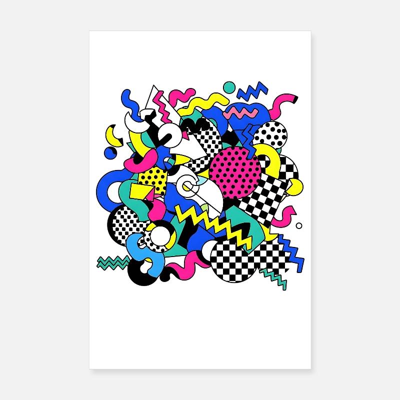 Neon Chaos Pop Art Pattern Poster 8" x 12" (20x30 cm)