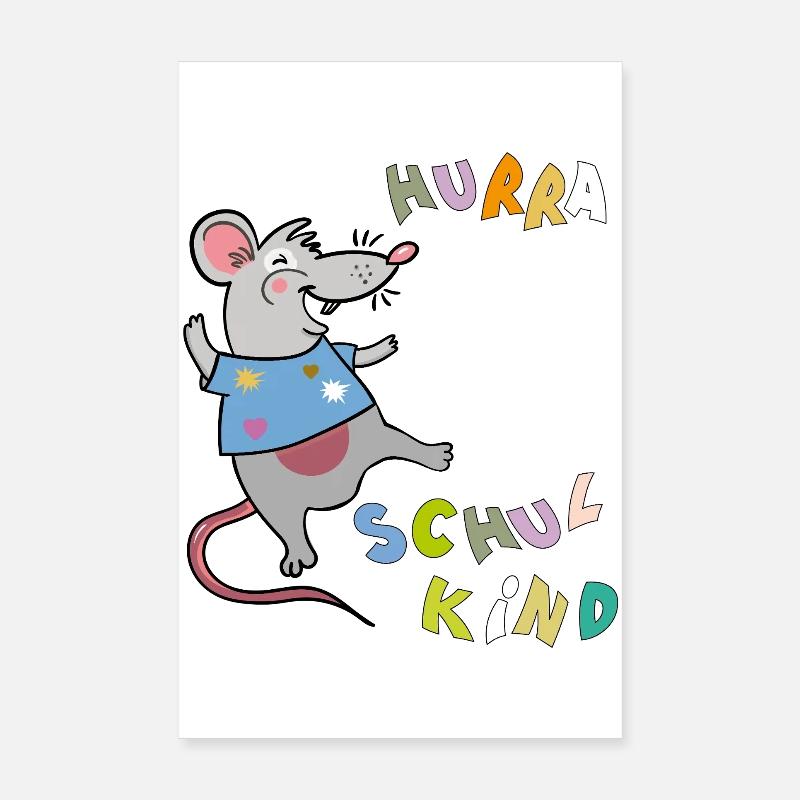 Hourra la souris écolière Poster 20 x 30 cm
