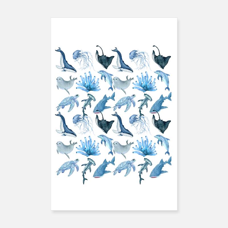 Animaux marins (gros) Poster 20 x 30 cm