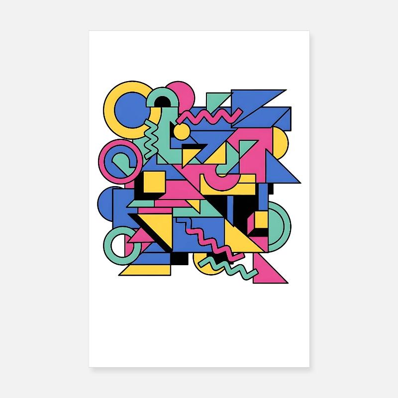 Jeu de couleurs de la géométrie de Memphis Poster 20 x 30 cm