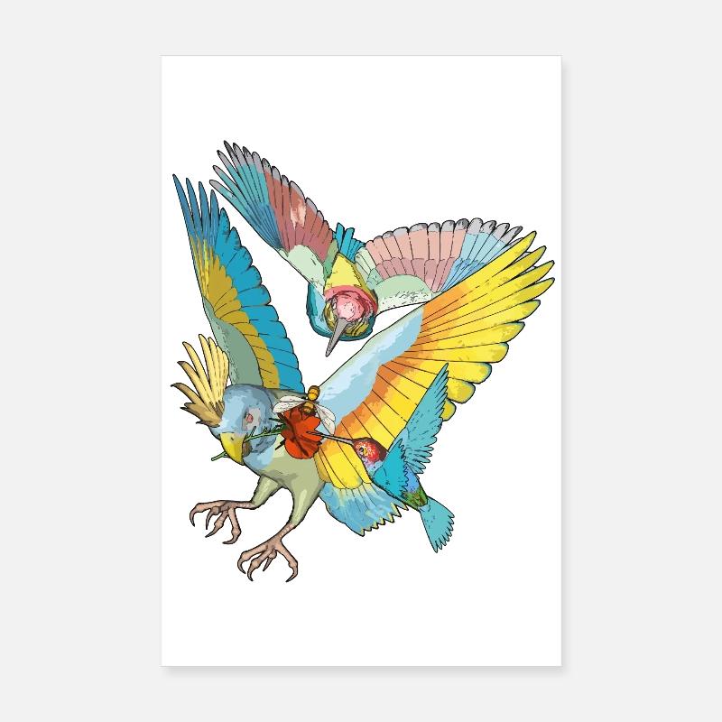 Bunte Vögel Poster 20x30 cm