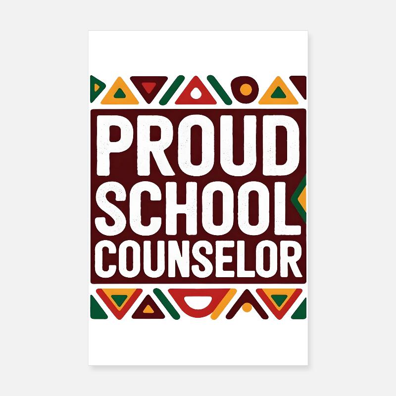 Proud School Counselor | Geometric Pattern Poster 8" x 12" (20x30 cm)