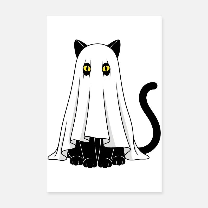 Fantôme Chat Voile Fantôme Poster 20 x 30 cm