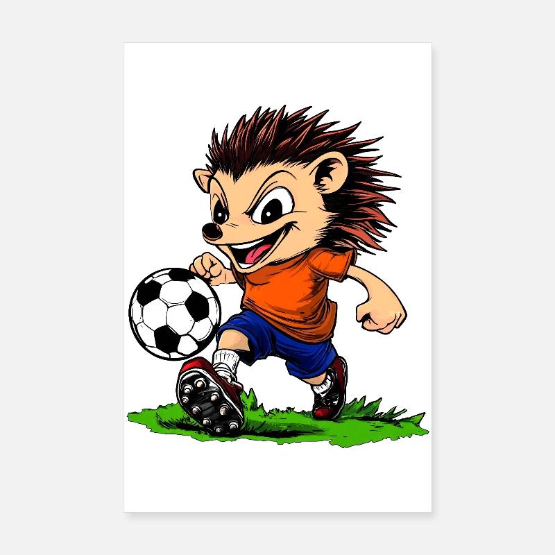 Footballeur hérisson Poster 20 x 30 cm