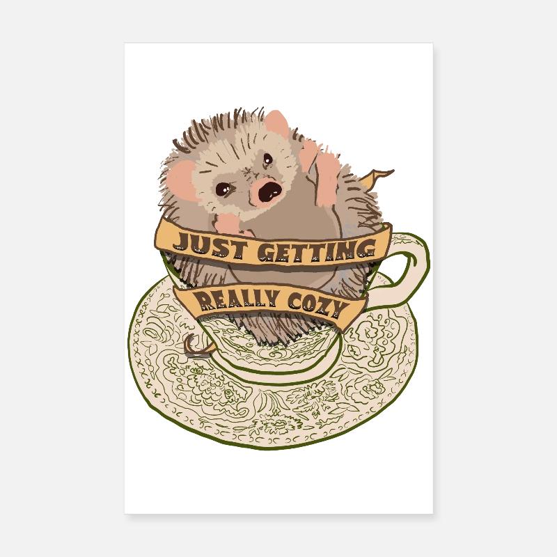 Hérisson câlin dans une tasse à thé Poster 20 x 30 cm