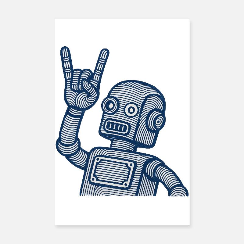 Décors de cuivres de robots rétro Poster 20 x 30 cm