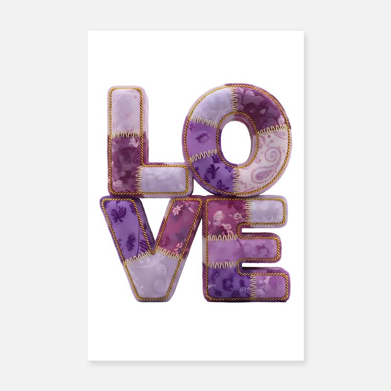 Patchwork Love Quiltlook Lettering Poster 8" x 12" (20x30 cm)