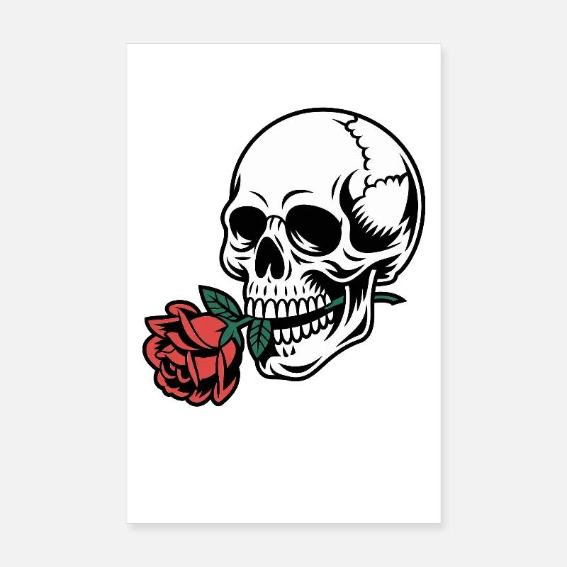 Rockabilly Skull – Rose Statement Gothic Love Poster 20x30 cm