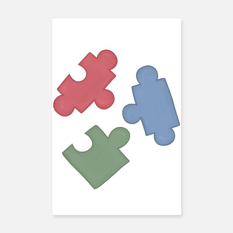 Groupe de trois casse-tête des couleurs du puzzle Poster 20 x 30 cm