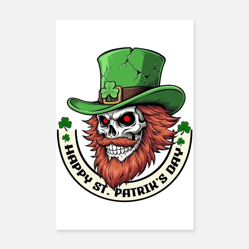 Irish Skull Vibes - Poster 20x30 cm - Weiß