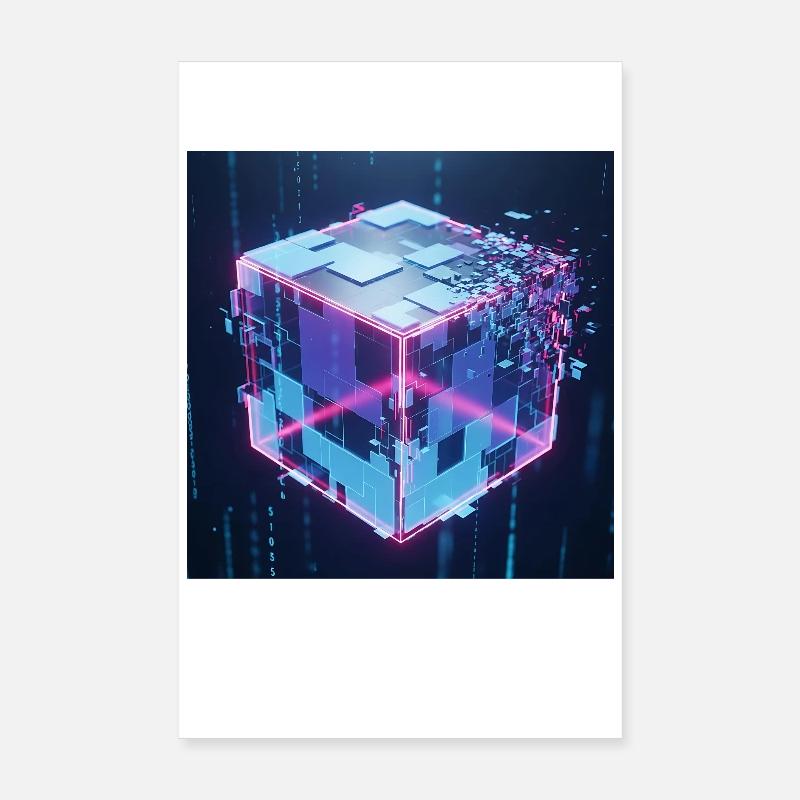 Digitaler Würfel Technologie Digital Cube Tech Poster 20x30 cm