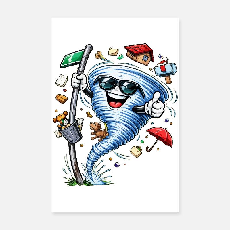 Hurricane with sunglasses Poster 8" x 12" (20x30 cm)
