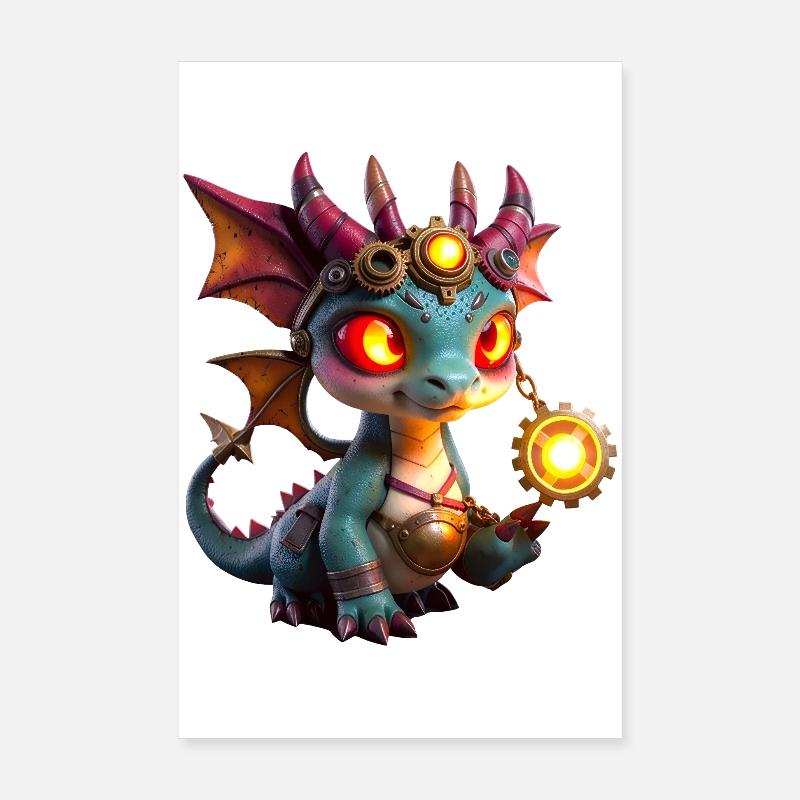 Illuminated Steampunk Dragon Poster 8" x 12" (20x30 cm)