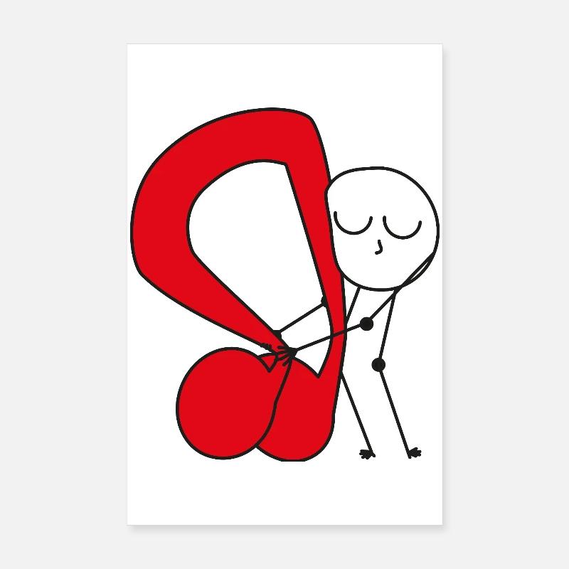 Cuddle Red Music Note Poster 8" x 12" (20x30 cm)