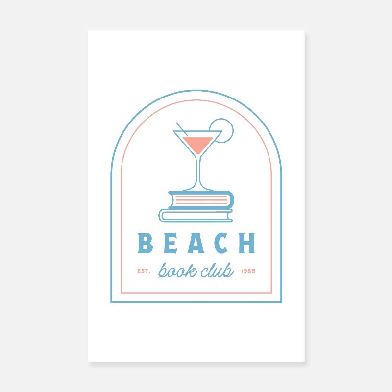Esthétique du club de lecture de plage Summer Reader rose blue Poster 20 x 30 cm