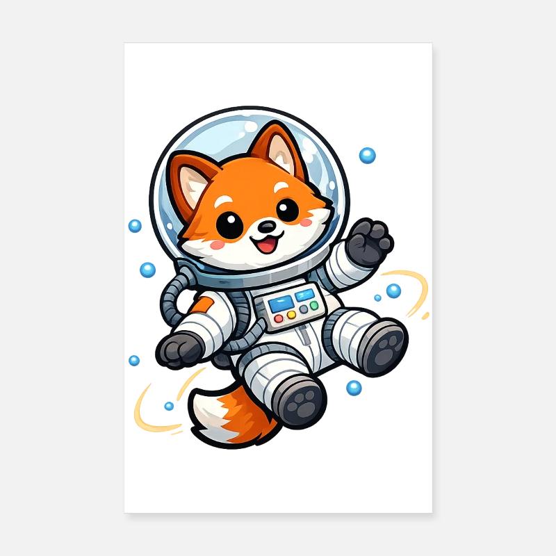 Le Renard de l’Espace en combinaison spatiale Poster 20 x 30 cm