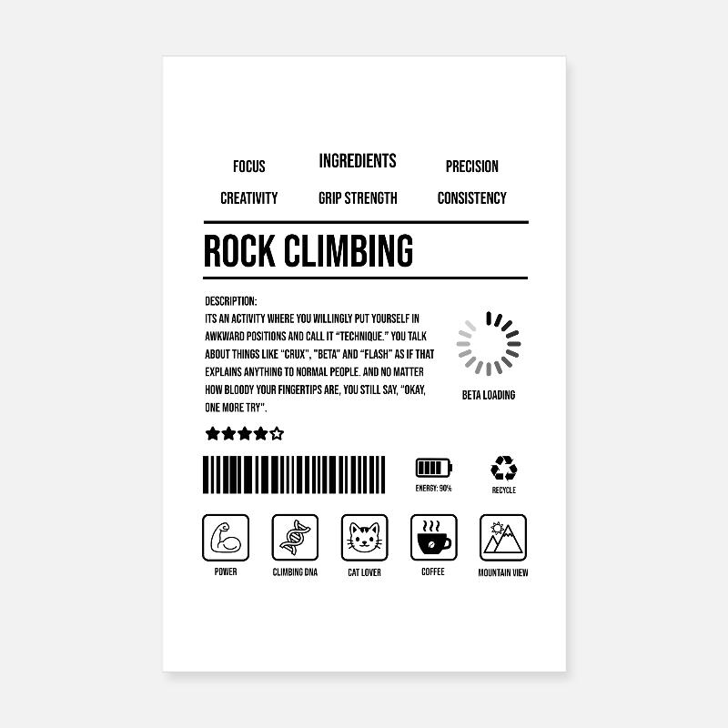 Description de l’escalade sur roche Icône de force Poster 20 x 30 cm