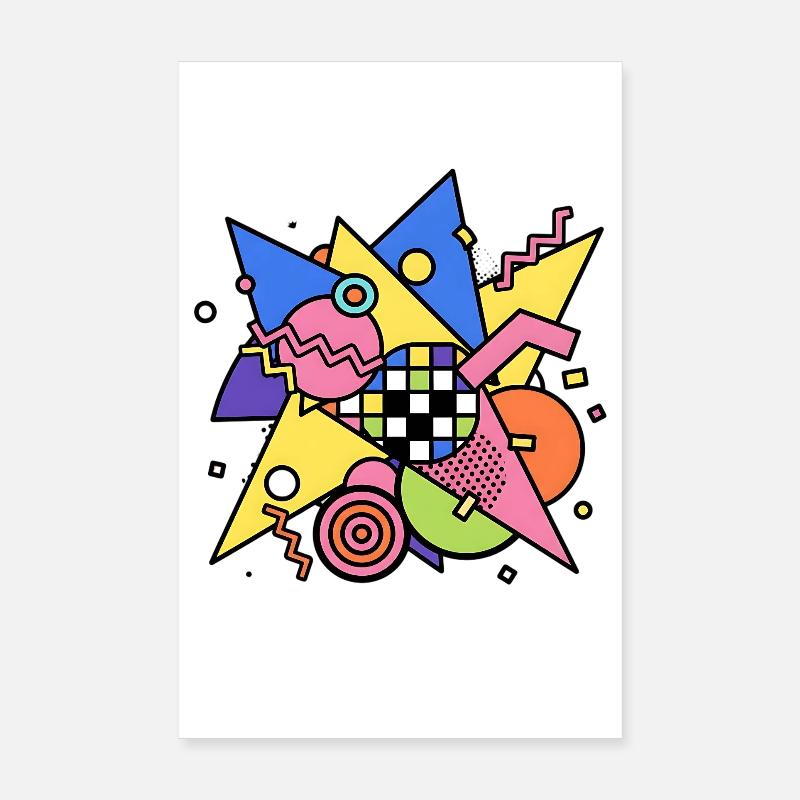 Abstraktes Geometrisches Muster 90s Style Poster 20x30 cm