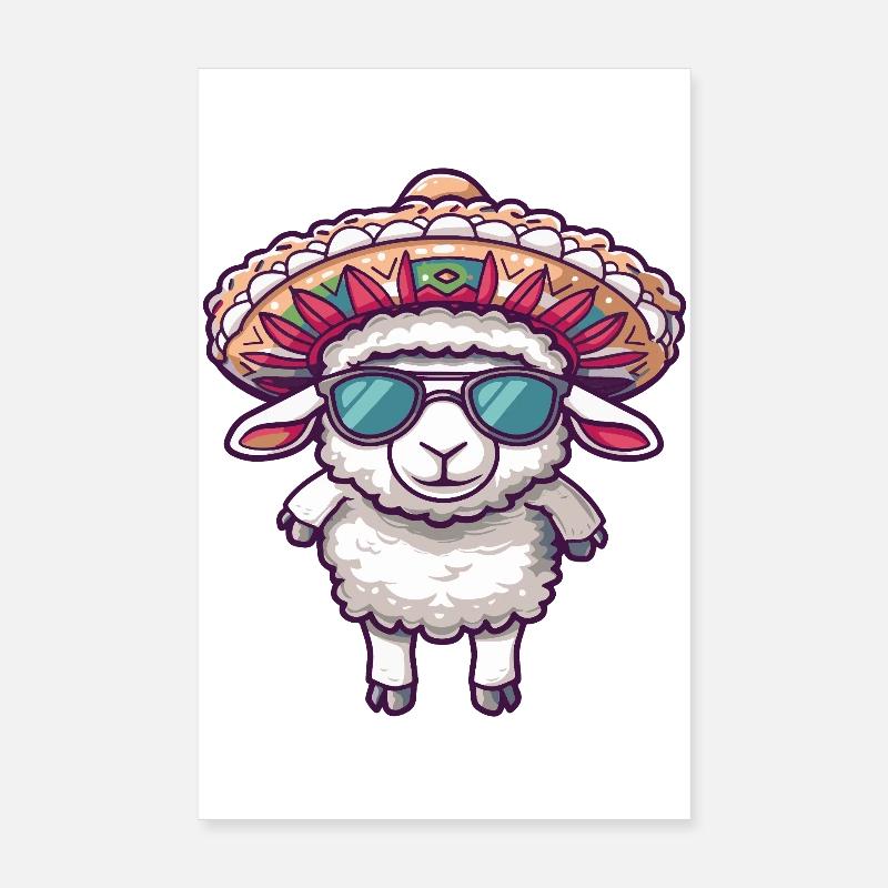 Elephant Comic Funny Sombrero Poster 8" x 12" (20x30 cm)