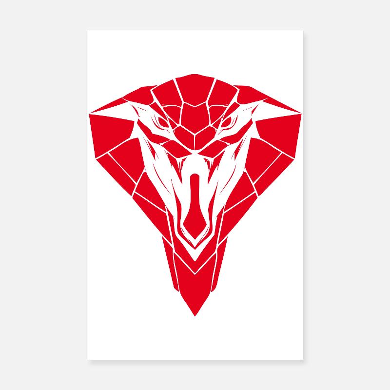 Rotgeometrischer Schlangenkopf Poster 20x30 cm