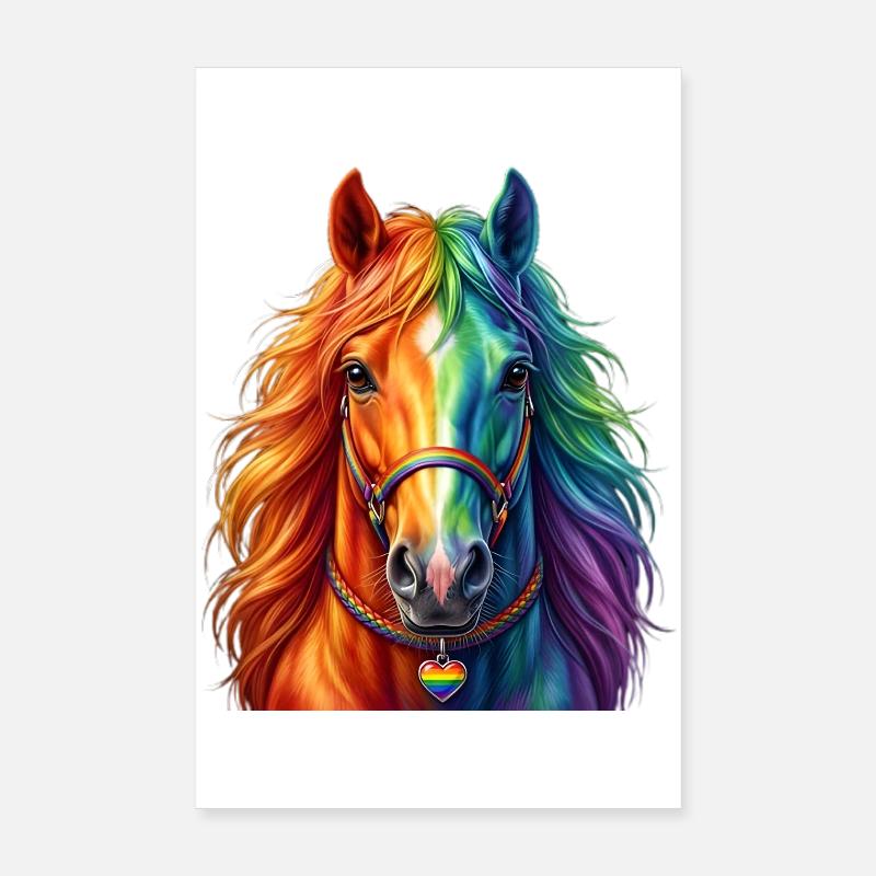 Regenbogenpferd / Pferd in Regenbogenfarben Poster 20x30 cm