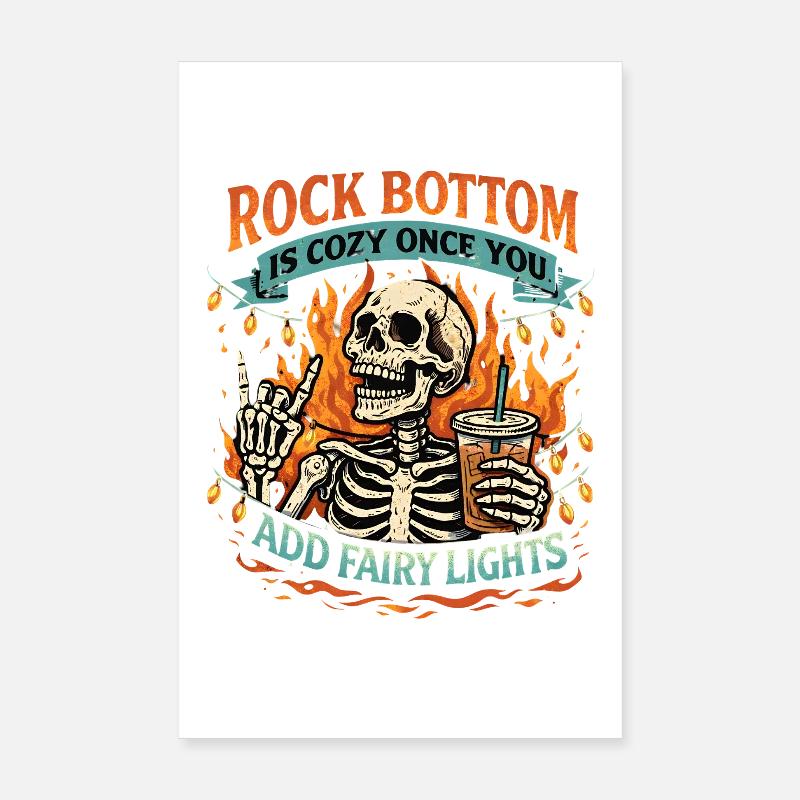 Bone Skeleton with Fairy Lights Rock Bottom Poster 8" x 12" (20x30 cm)