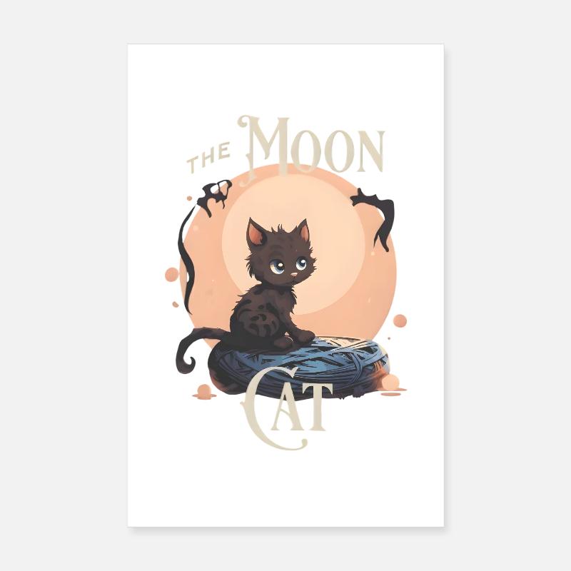 Chat mignon sur la lune – Design de chat mystique Poster 20 x 30 cm