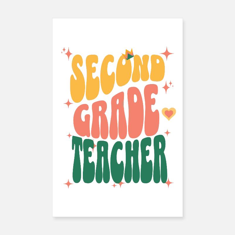Second Grade Teacher Retro Poster 8" x 12" (20x30 cm)