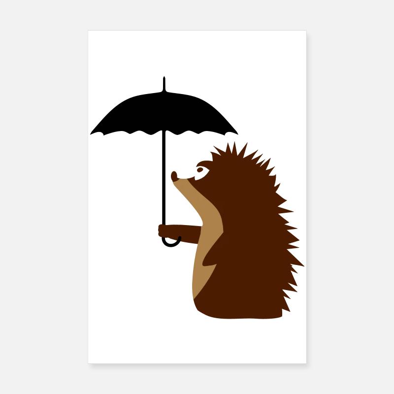 Igel mit Schirm Poster 20x30 cm