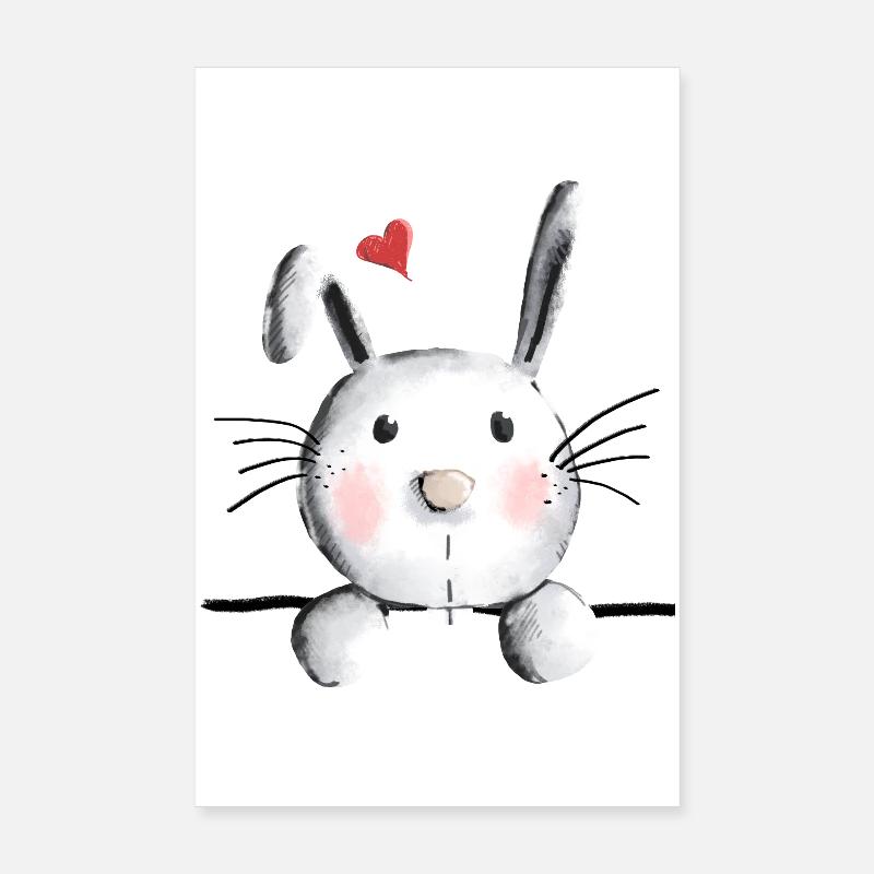 Rabbit with heart - rabbit - bunny - mucki - rabbit Poster 8" x 12" (20x30 cm)