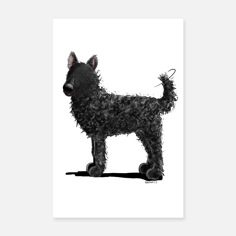 Lustiger Kroatischer Schäferhund I Comic Hund - Poster 20x30 cm - Weiß