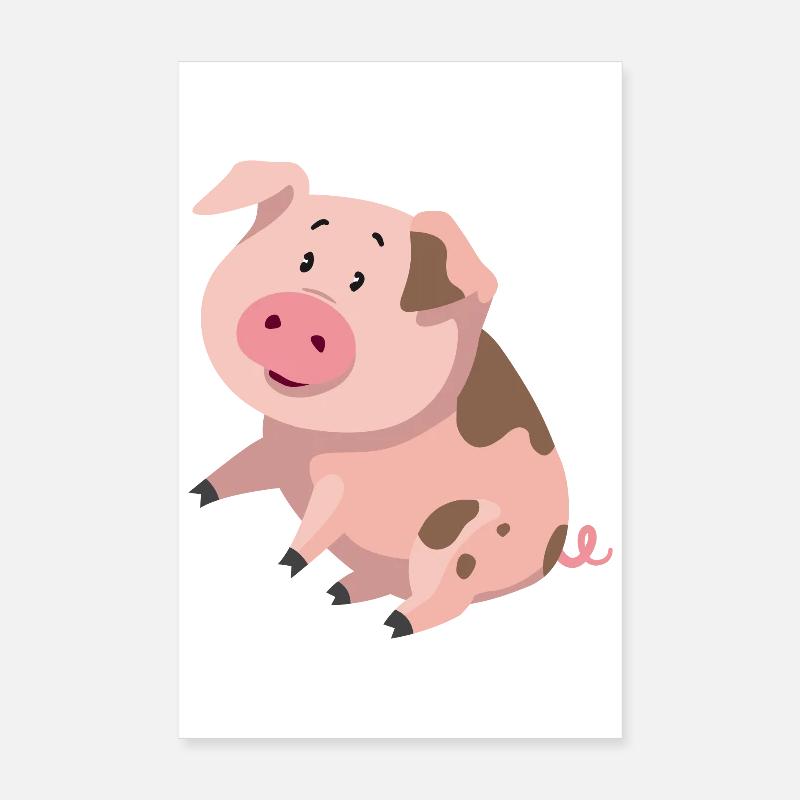 Petit Cochon Illustration – Motif d’animal mignon Poster 20 x 30 cm