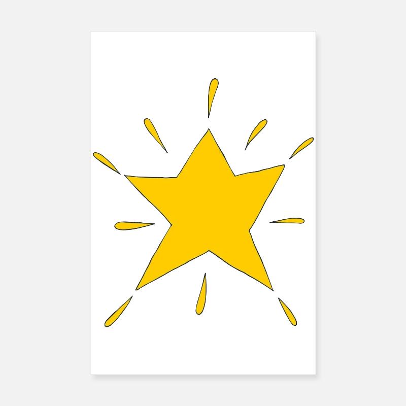 étoile jaune rayonnante Poster 20 x 30 cm