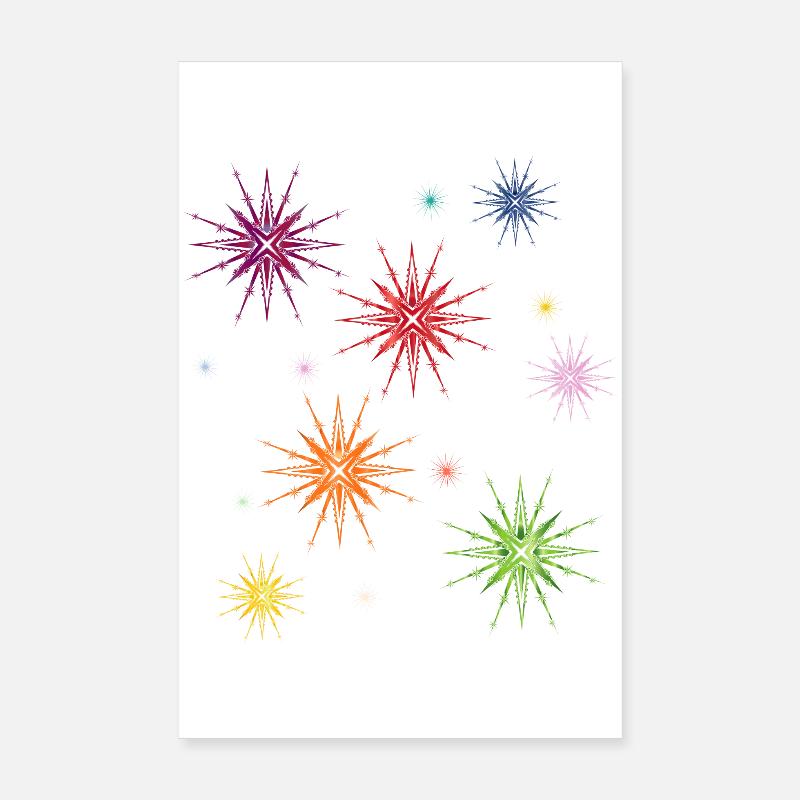 Des étoiles colorées dans le ciel étoilé Poster 20 x 30 cm