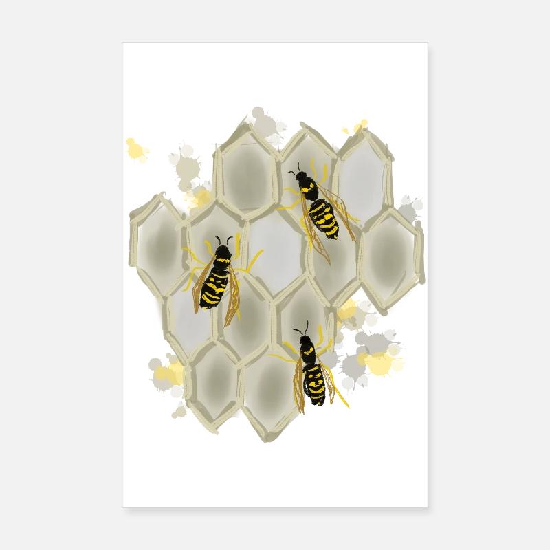 Wespen - Poster 20x30 cm - Weiß
