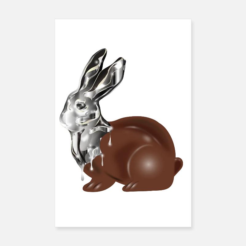 Chocolate Easter bunny in high-gloss chrome look Poster 8" x 12" (20x30 cm)