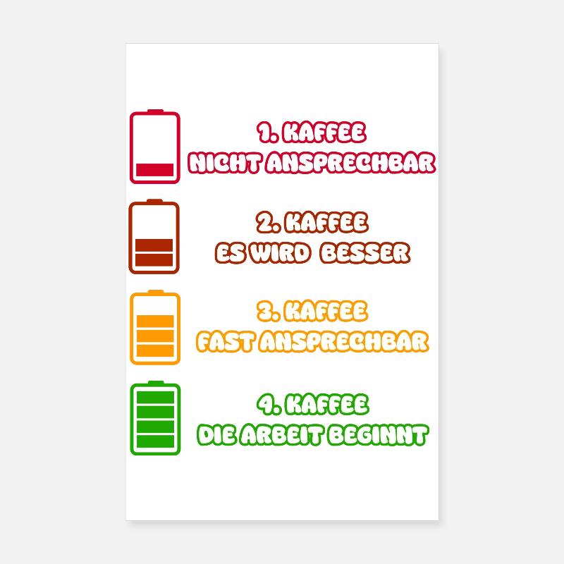 Kaffee Stufen 1-4 - Poster 20x30 cm - Weiß